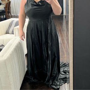 Black satin like formal dress